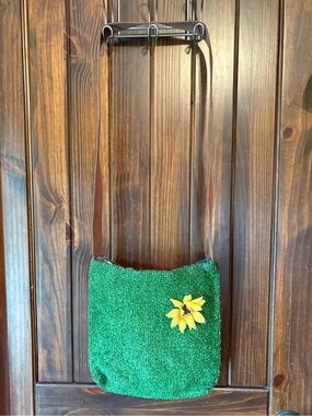 VTG 90s Dinwiddies AstroTurf Denim Sunflower Crossbody Bag Reversible Indie